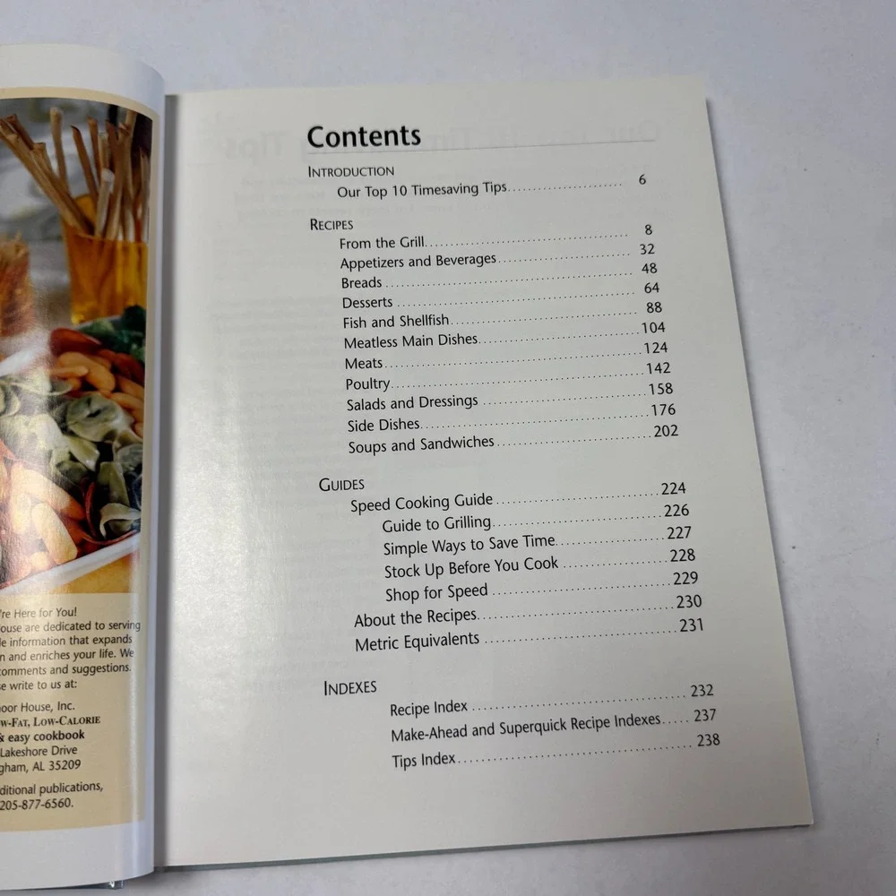 Cooking Light Low-Fat Low-Calorie Quick & Easy Cookbook Hardcover 1998‎ Oxmoor